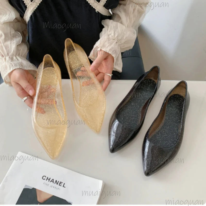 Women's Clear Jelly Flats | Pointed Toe Slip-On Loafers Jelly Flat Loafers Axl