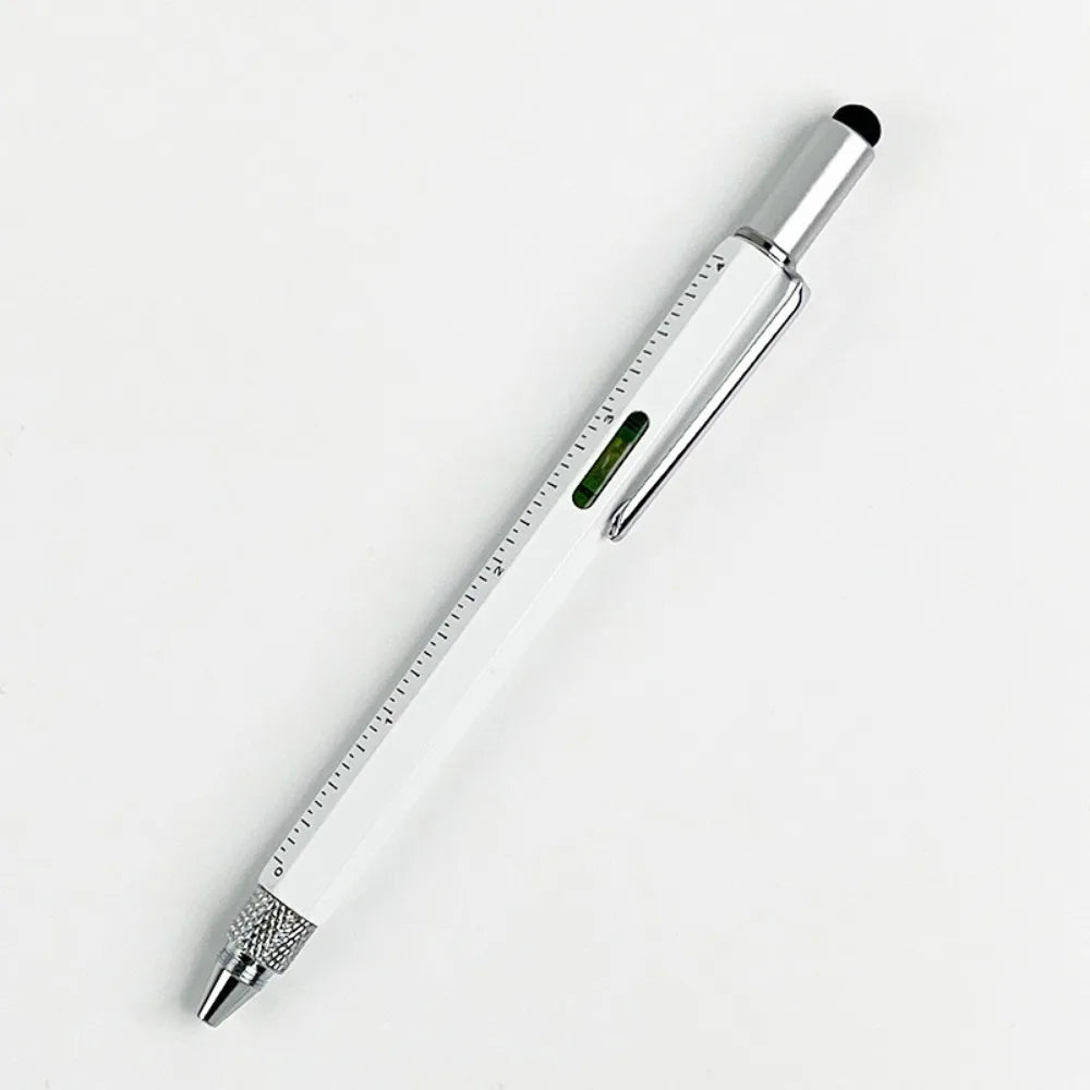 6-in-1 Metal Multi-Tool Pen – Spirit Level, Ruler & Ballpoint Multi-Tool Ballpoint Pen Axl White
