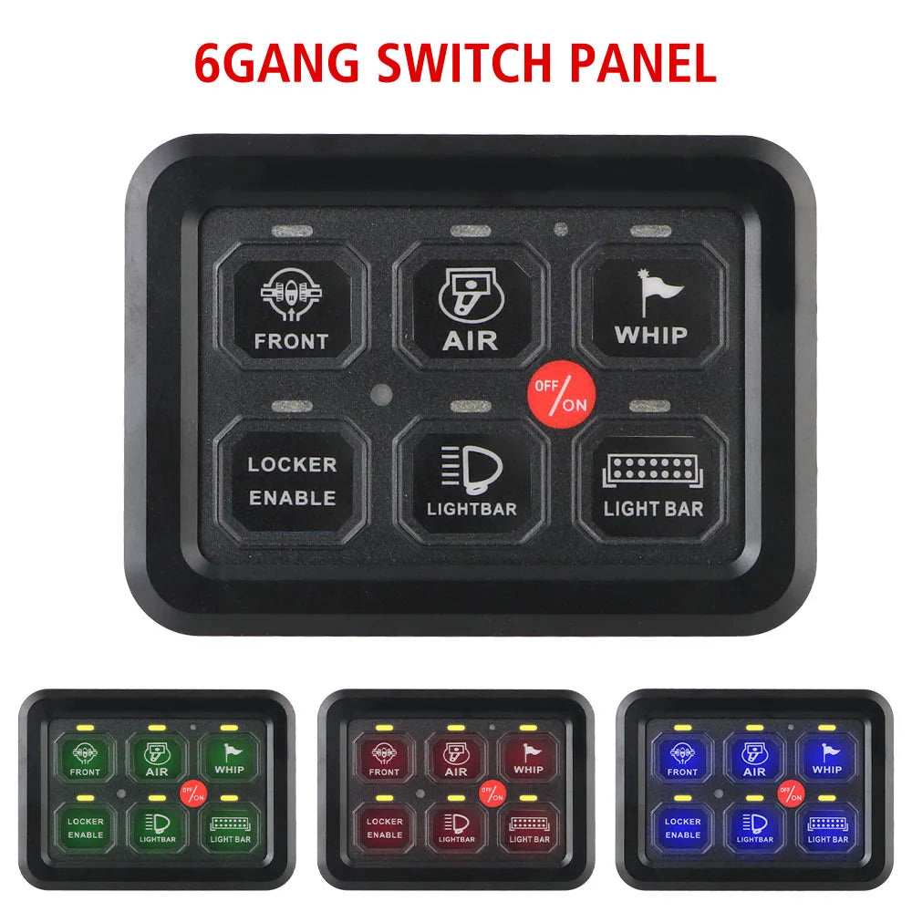 6-Gang Car LED Switch Panel – 12V–30V Auto-Dimming Control LED Switch Panel Axl