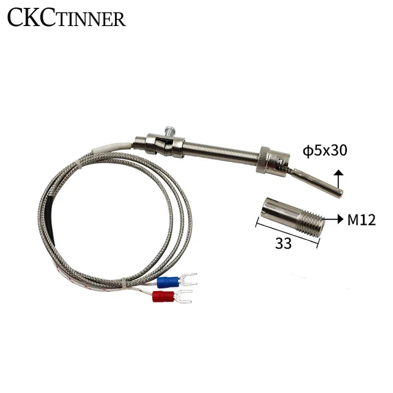 M12 Type K/E Thermocouple Temperature Sensor | 1–5m Cable Thermocouple Sensor Axl