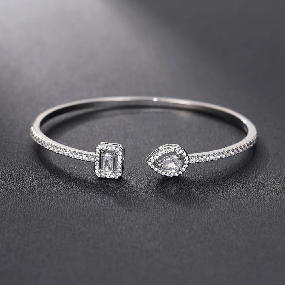 Huitan Cubic Zirconia Cuff Bracelet Bangle for Women Cuff Bracelet Bangle Axl XL802