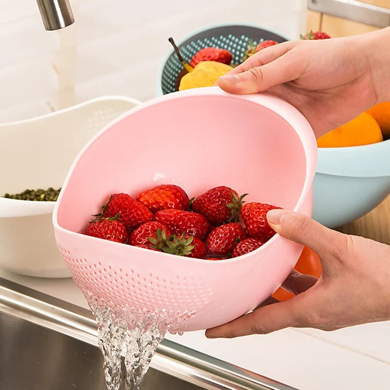 Food Grade Plastic Rice Strainer & Vegetable Wash Basket Kitchen Colander Basket Axl