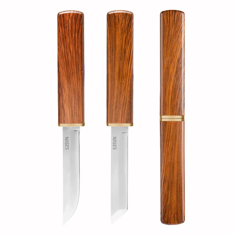 2-in-1 Stainless Steel Utility Knife – Cleaver & Paring Blade Utility Knife Axl 1pcs brown Handle
