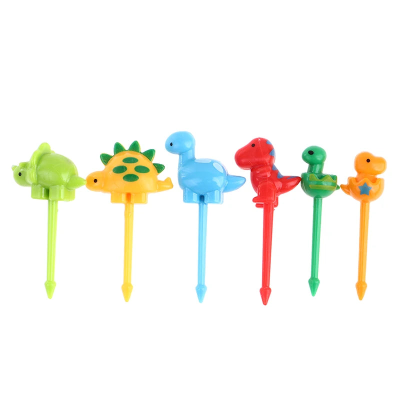 6-Piece Dinosaur Mini Fruit Forks – Bento Box Food Picks Fruit Fork Set Axl Multicolor