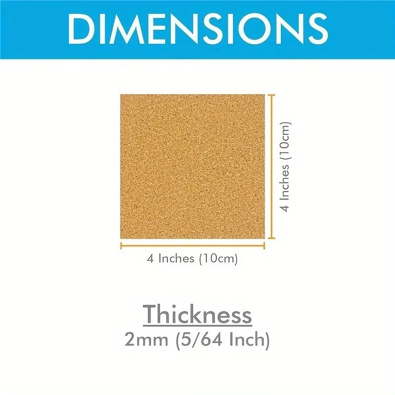 20-Piece Self-Adhesive Cork Coaster Tiles – Square & Round Pads Cork Coaster Tiles Axl