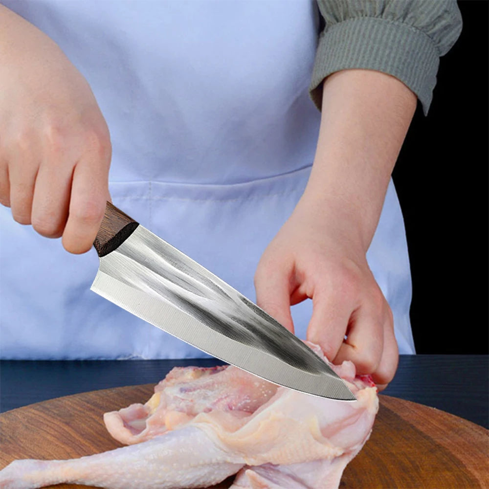 Stainless Steel Chef & Boning Knife with Wooden Handle Kitchen Knife Axl
