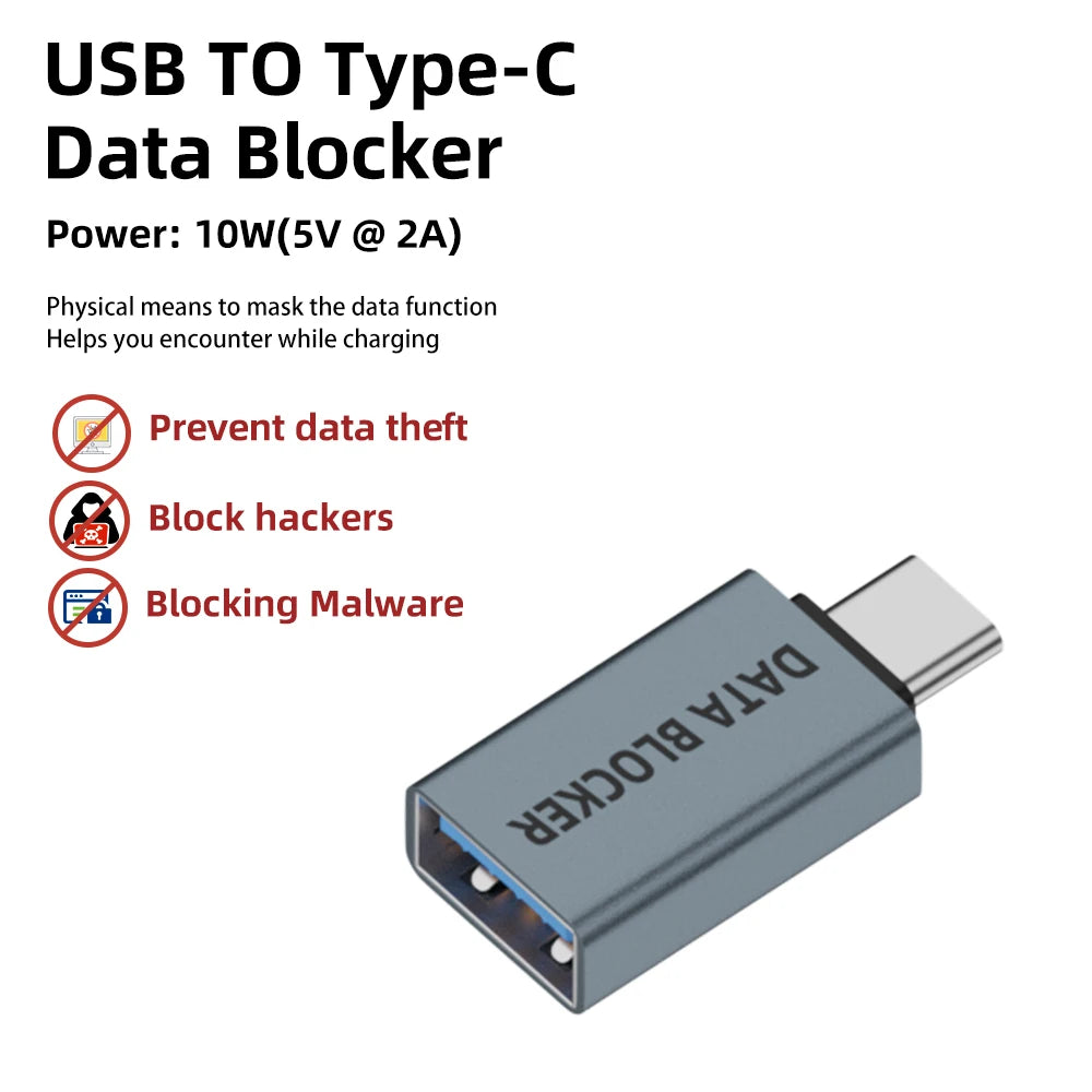 USB Type-C Data Blocker – Anti-Juice Jacking Security Adapter USB Security Adapter Axl USB to Type C