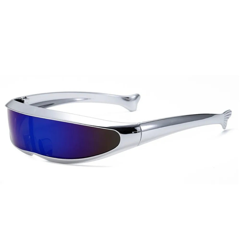 Y2K Punk One-Piece Mirror Sunglasses – Unisex Vintage Shades Vintage Sunglasses Axl Silver Blue