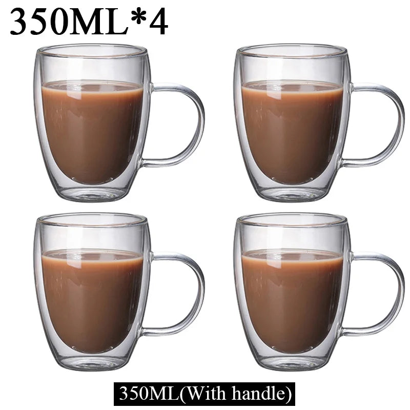 KEMORELA Double Wall Glass Cups – Coffee, Tea & Whiskey Set Double Wall Glass Cups Axl 4PCS 350ML 150-350ml