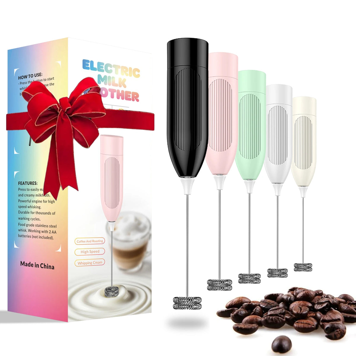Handheld Milk Frother – Battery Operated Whisk & Foam Mixer Milk Frother Wand Axl