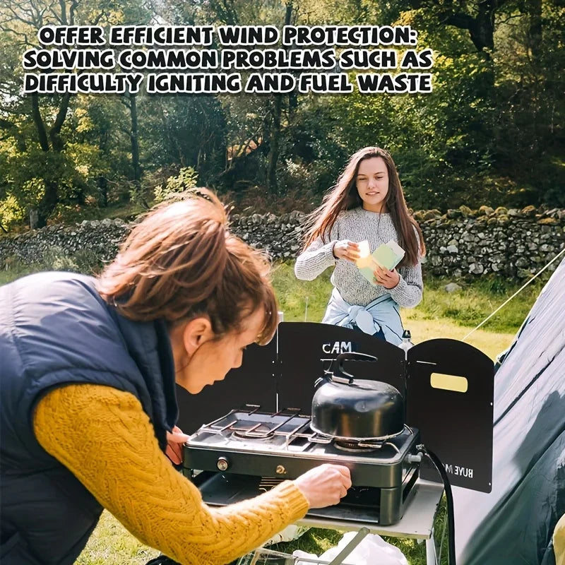 4-Sided Camping Windbreak Screen | Foldable with Spice Shelf Camping Wind Shield Axl