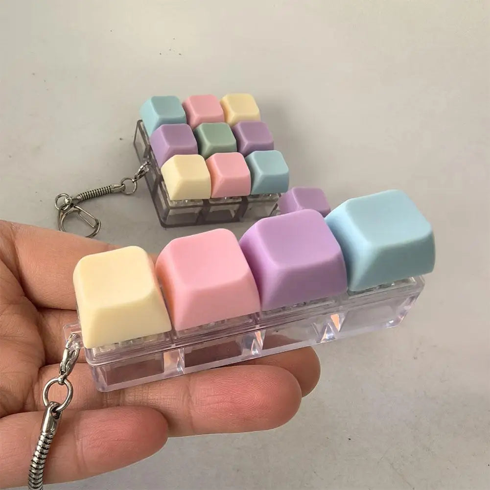 Mechanical Keyboard Fidget Clicker Keychain | 1/4/5/9 Button Fidget Clicker Keychain Axl