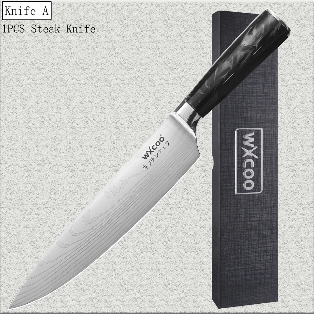 WXCOO Chef's Knife Set – Stainless Steel Kitchen Knives & Gift Box Kitchen Knife Set Axl Knife A