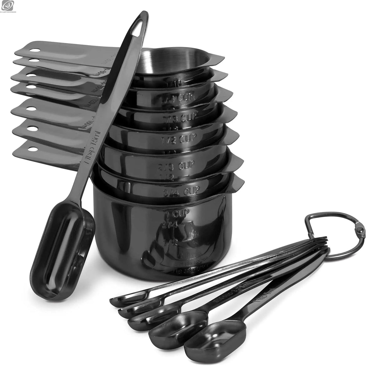 13-Pc Stainless Steel Measuring Cups & Spoons Set | Rose Gold Measuring Cups & Spoons Axl Dark Gray