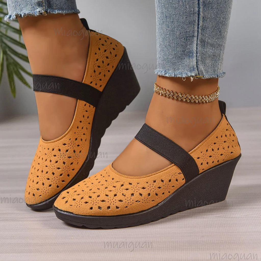 Women's Wedge Pumps – Breathable Mesh Slip-On High Heels Wedge Pumps Axl