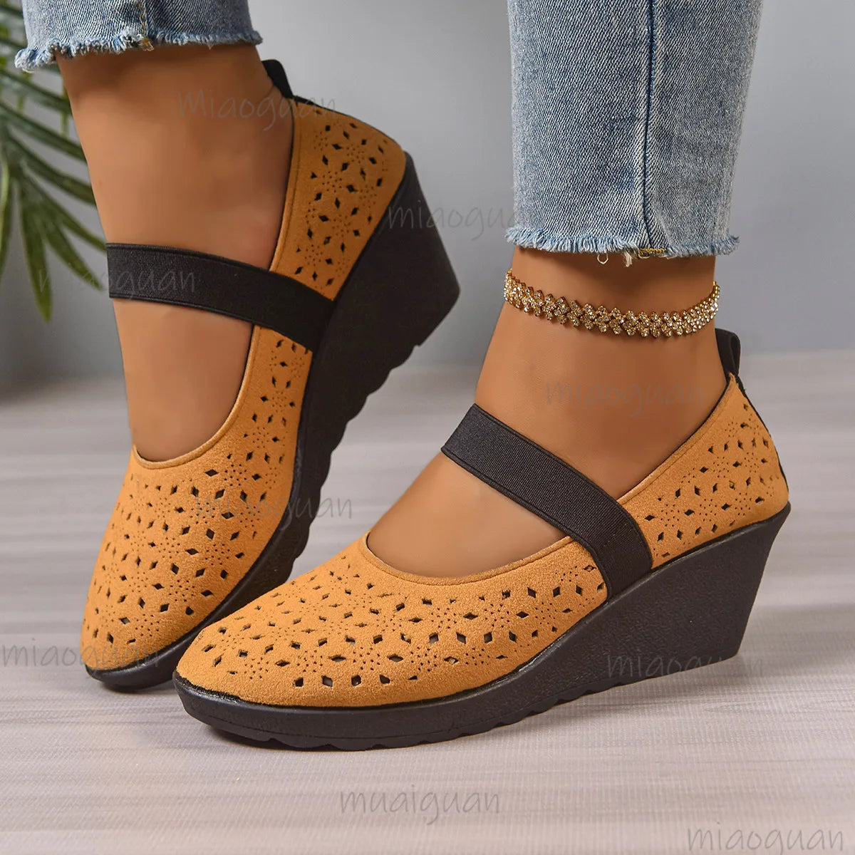 Women's Wedge Pumps – Breathable Mesh Slip-On High Heels Wedge Pumps Axl