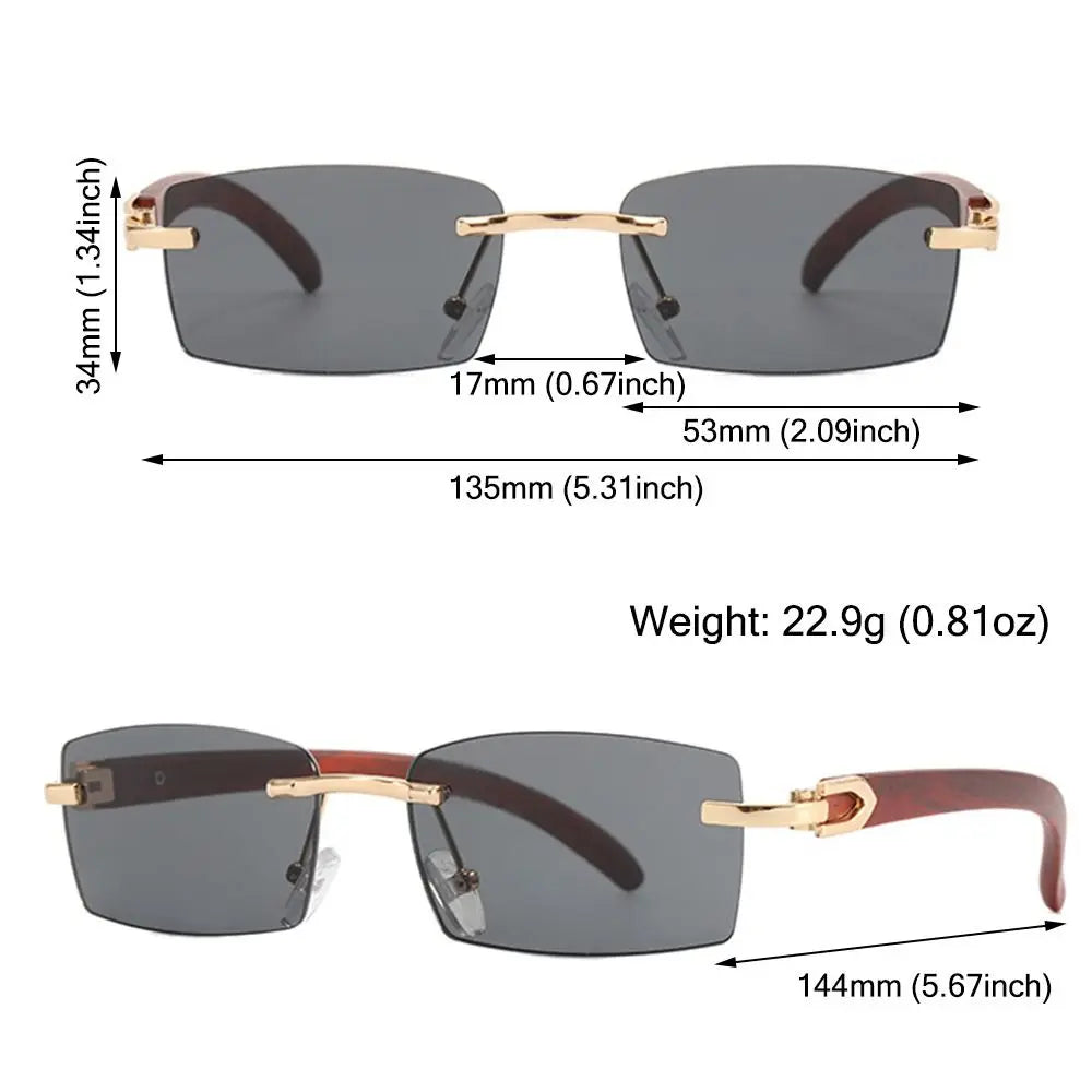 Rimless Rectangle Sunglasses UV400 Frameless Gradient Shades Frameless Sunglasses Axl