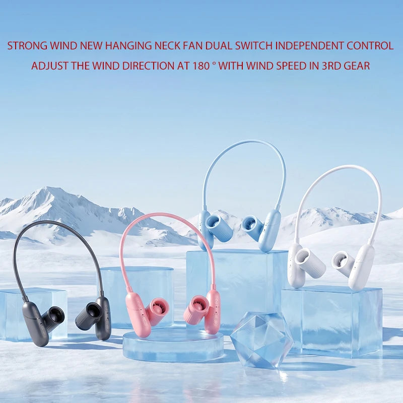 Dual Motor Neck Hanging Fan – 3-Speed Portable Wearable Neck Hanging Fan Axl