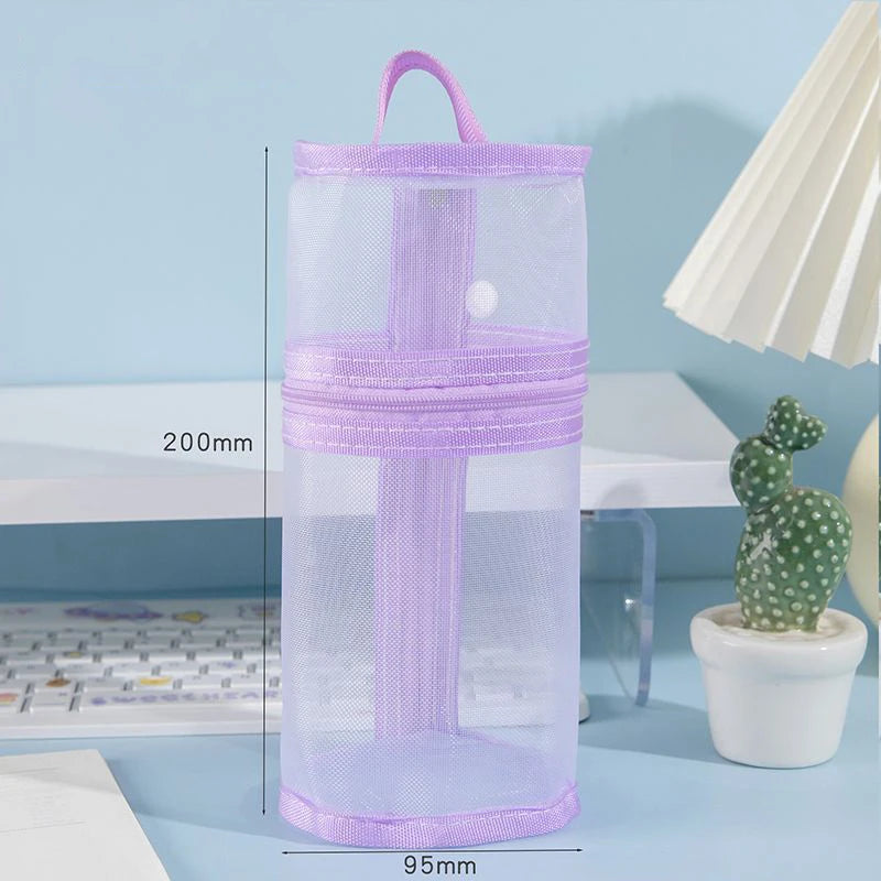 Mesh Makeup Brush Bag – Stand-Up Travel Brush Holder Case Makeup Brush Bag Axl Purple