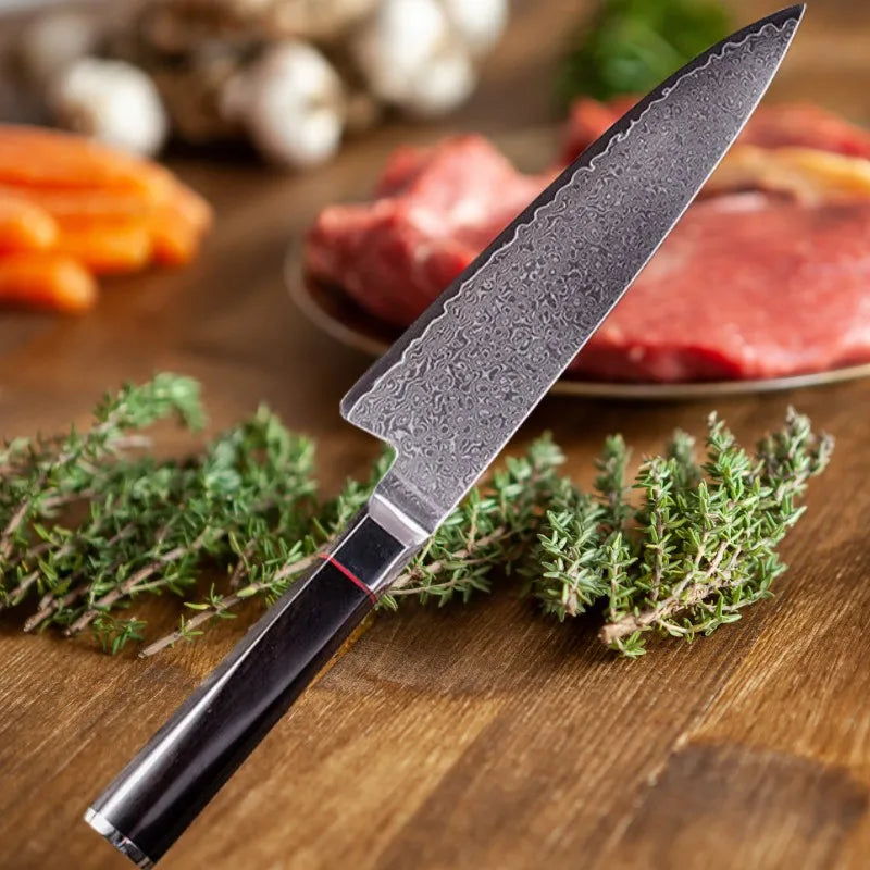8-Inch 67-Layer Damascus Steel Chef Knife – Walnut Handle Damascus Chef Knife Axl