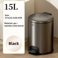 Stainless Steel Foot-Pedal Trash Can | 10L & 15L Modern Waste Bin Foot Pedal Trash Can Axl Black-15L