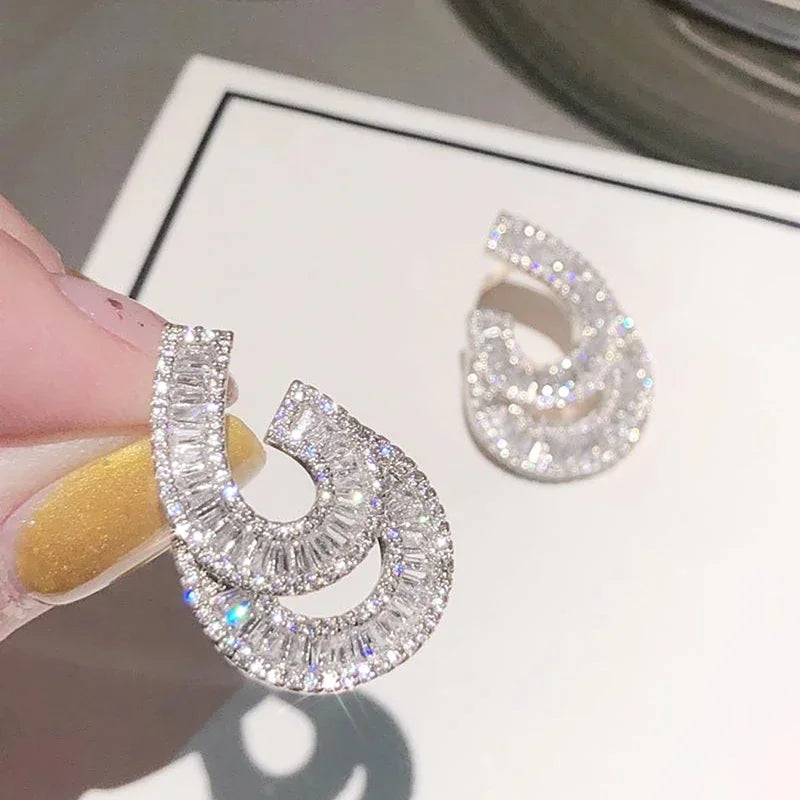 Huitan Water Drop CZ Dangle Earrings – Elegant Women's Jewelry Drop Earrings Axl