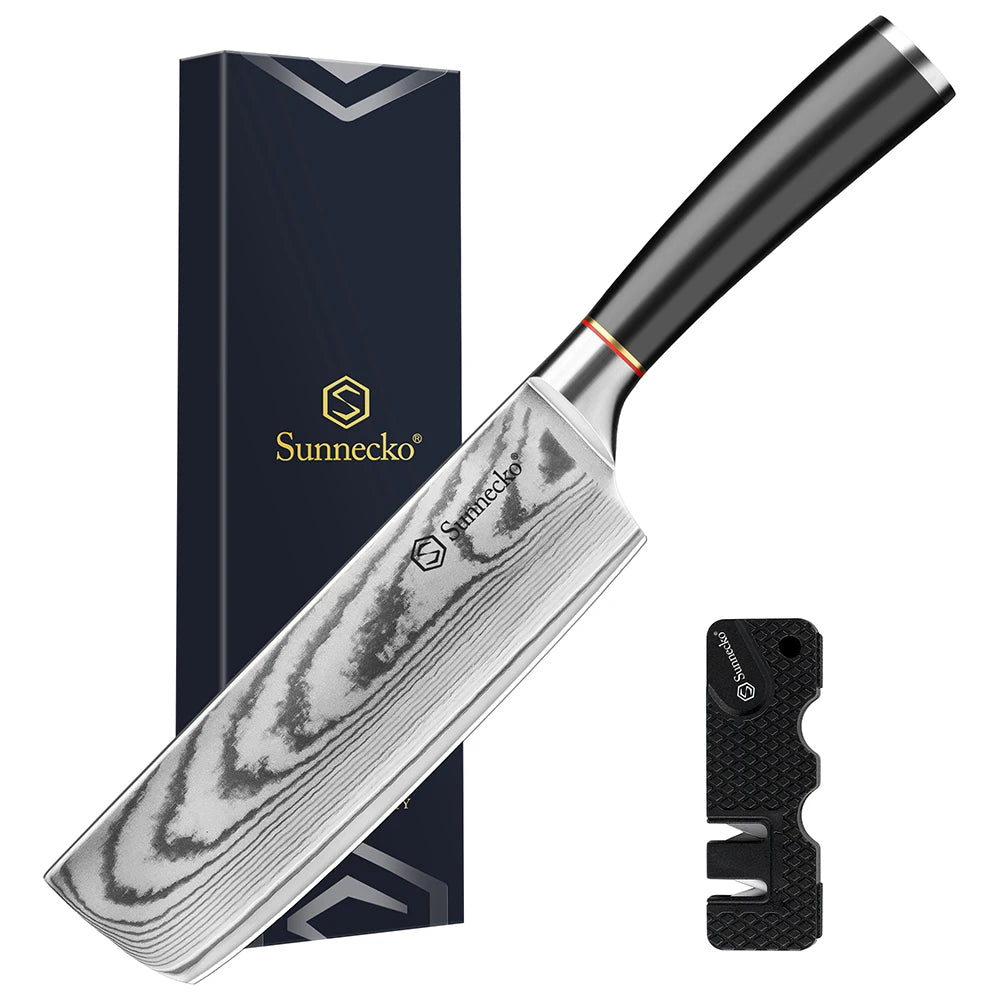 Sunnecko Damascus Chef Knife Set 1-5PCS | VG10 Steel Damascus Knife Set Axl 7 Inch Nakiri Knife China Mainland