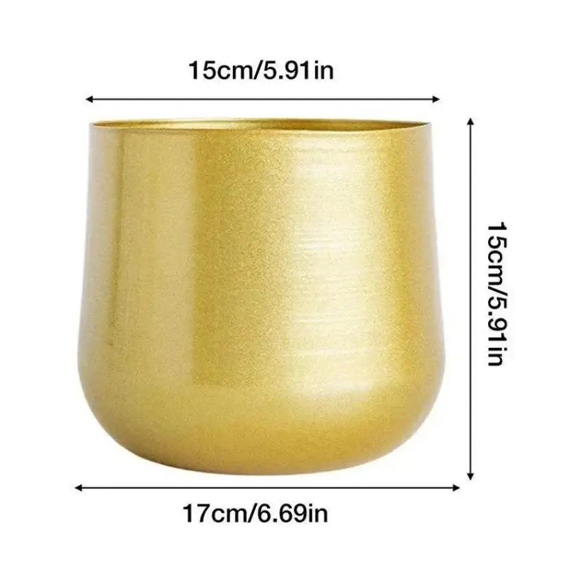Modern Cast Brass Metal Flower Pot – Luxury Glazed Planter Metal Plant Pot Axl High Mouth