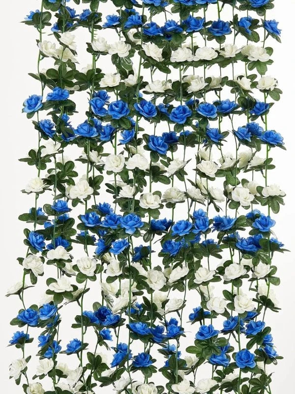 Rose Artificial Flower Vine Garland – Silk Wedding & Home Decor Artificial Flower Garland Axl DEEP BLUE 1 pc