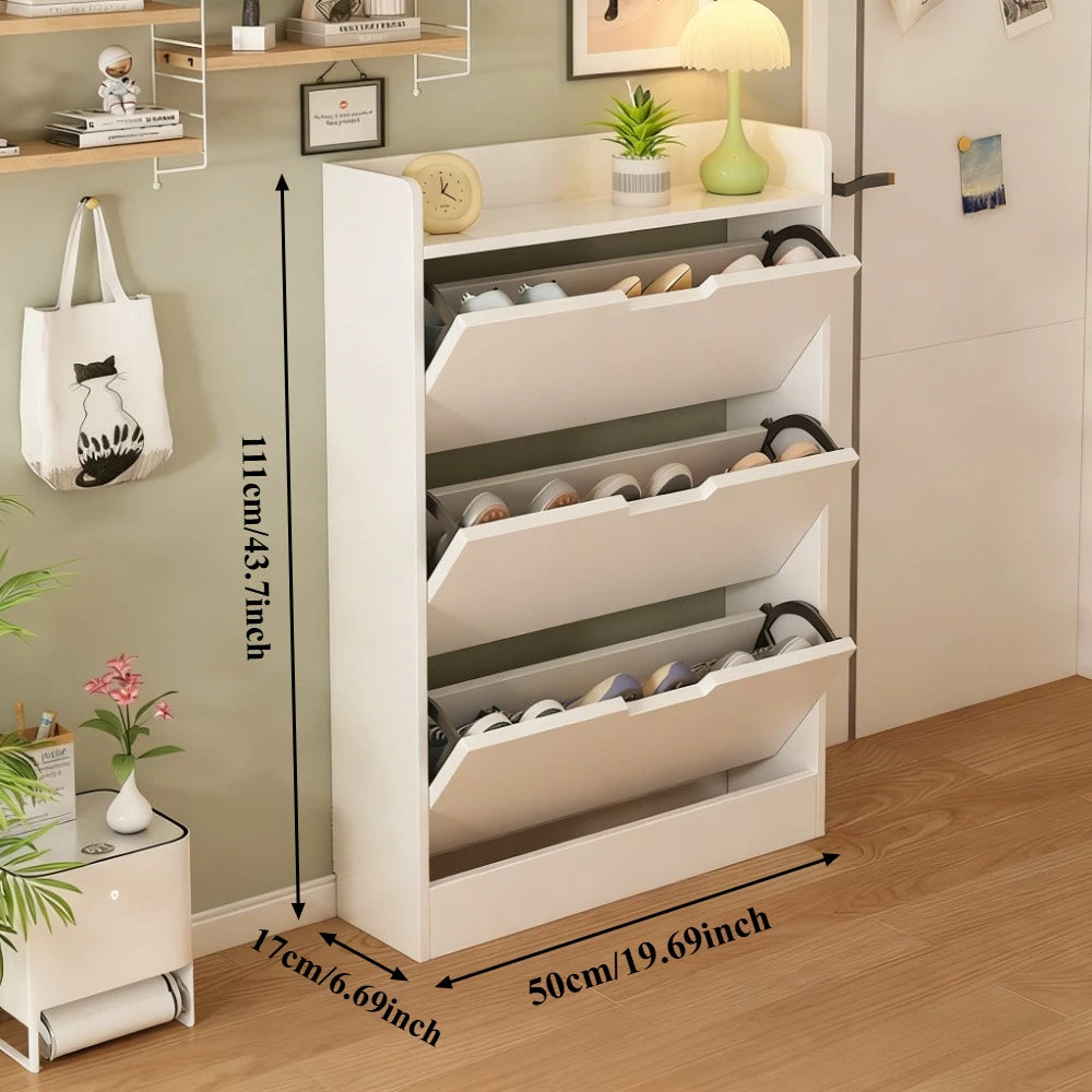 Wooden Narrow Shoe Cabinet – Large Capacity Dustproof Shelf Shoe Cabinet Axl