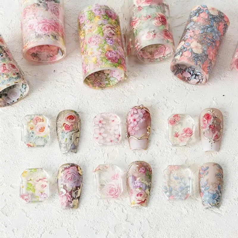 Floral Rose Nail Transfer Foil Stickers – DIY Nail Art Wraps Nail Art Stickers Axl