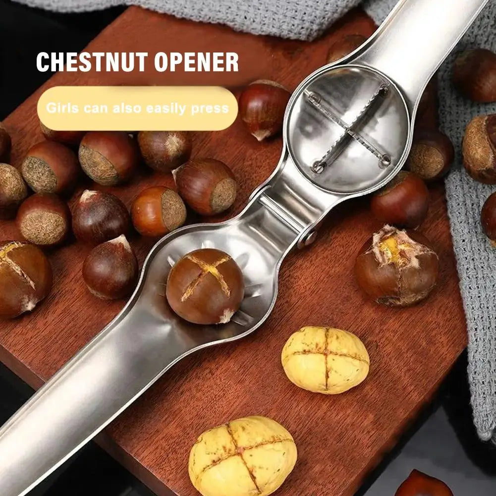 2-in-1 Stainless Steel Nut Cracker & Chestnut Opener | KITPIPI Nut Cracker Tool Axl