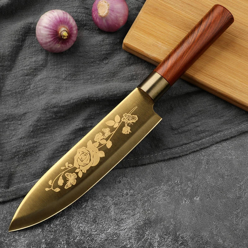 PLYS Titanium Rose 2-in-1 Kitchen & Fruit Knife Set Kitchen Knife Set Axl Style B