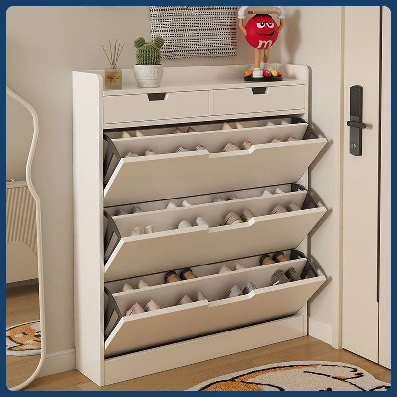 Wooden Narrow Shoe Cabinet – Large Capacity Dustproof Shelf Shoe Cabinet Axl