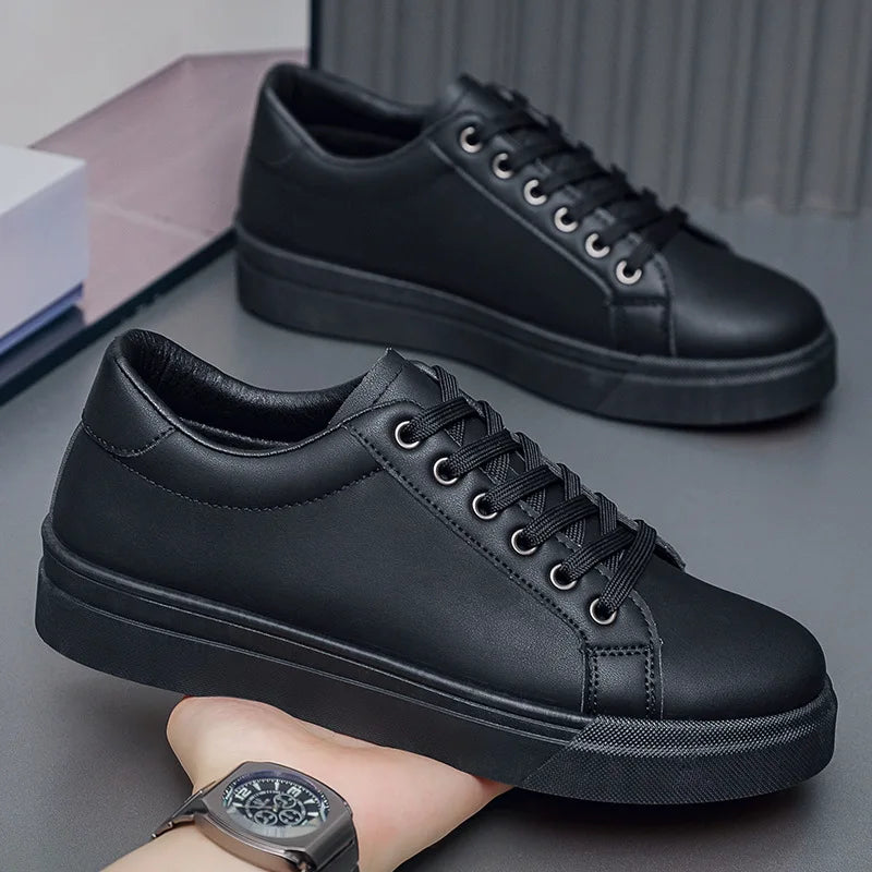 YBQJOO Men's Leather Slip-On Sneakers – Breathable Casual Shoes Men's Casual Sneakers Axl