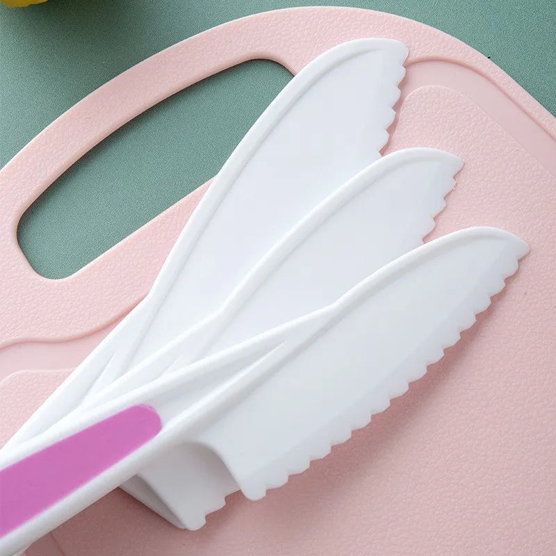 Kids' Plastic Kitchen Knife Set | Safe Serrated Cooking Knives Kids Kitchen Knife Set Axl