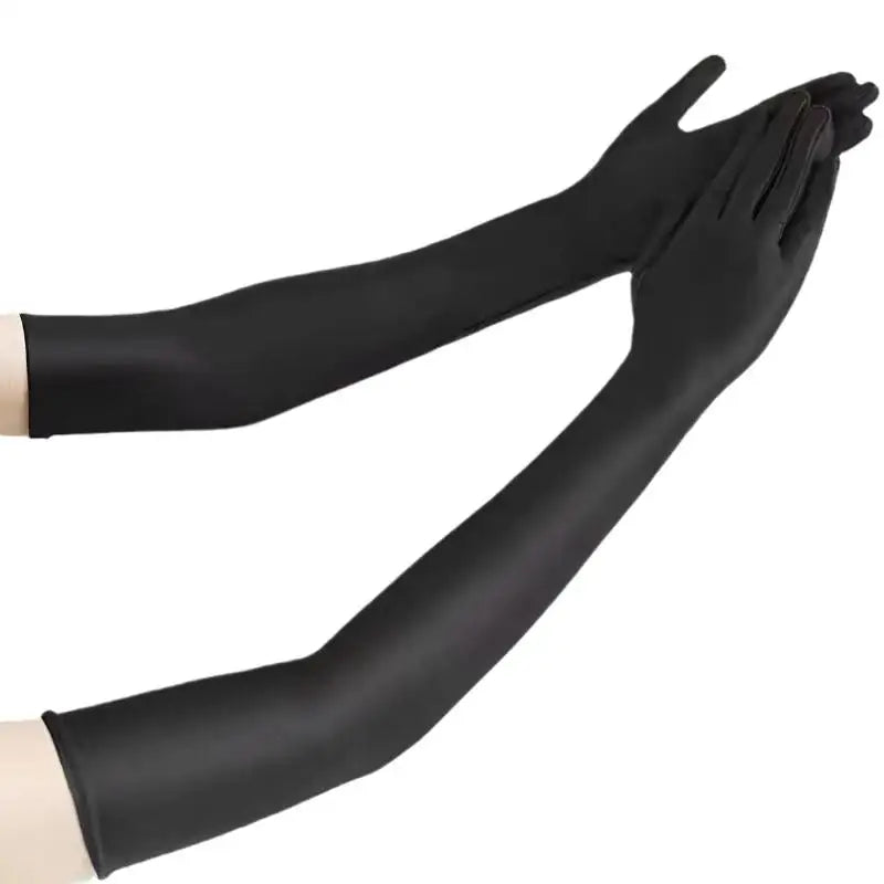 Black Long Stretch Spandex Evening Gloves | Ball & Wedding Formal Evening Gloves Axl