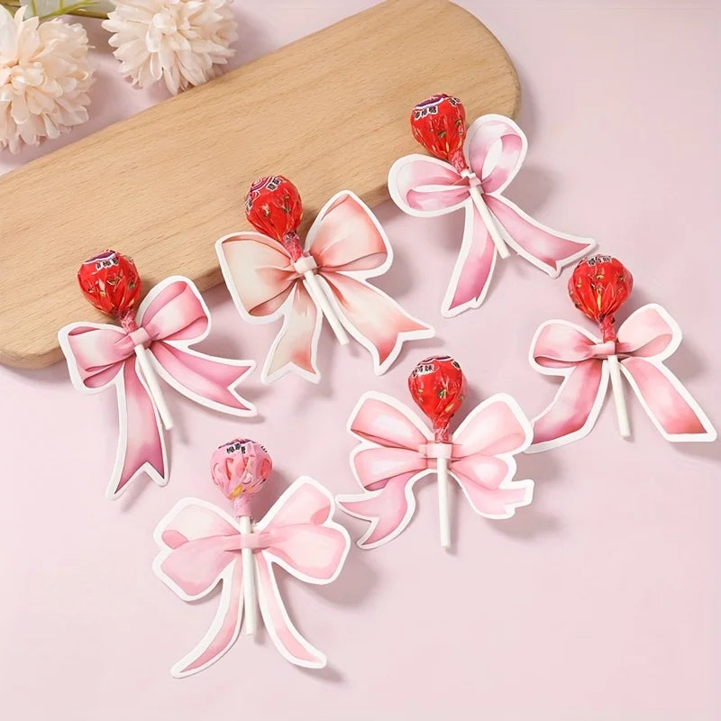 Bow Design Lollipop Wrapper Cards | Pastel Party Candy Tags Party Candy Tags Axl