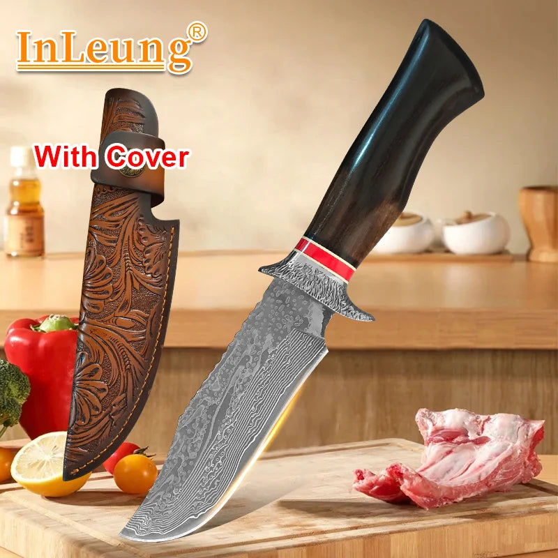 InLeung Damascus Steel Boning Knife – Hand Forged Wood Handle Damascus Kitchen Knife Axl