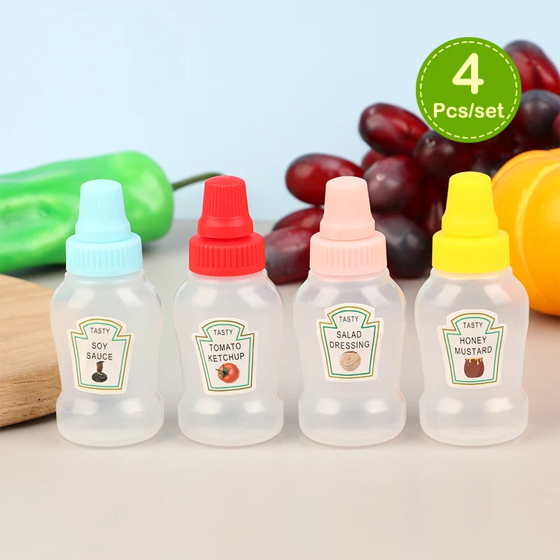4-Pack Mini Portable Sauce Bottles | Condiment Dispenser Set Condiment Dispenser Set Axl