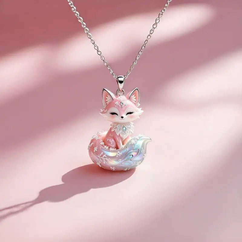 Nine-Tailed Fox Enamel Pendant Necklace | Chinese Mythology Enamel Pendant Necklace Axl A6