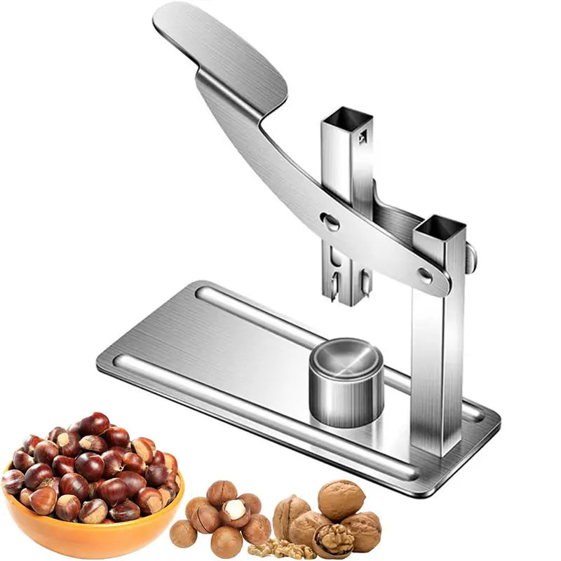 Stainless Steel Chestnut Cracker & Nut Opener – Non-Slip Handle Nut Cracker Tool Axl