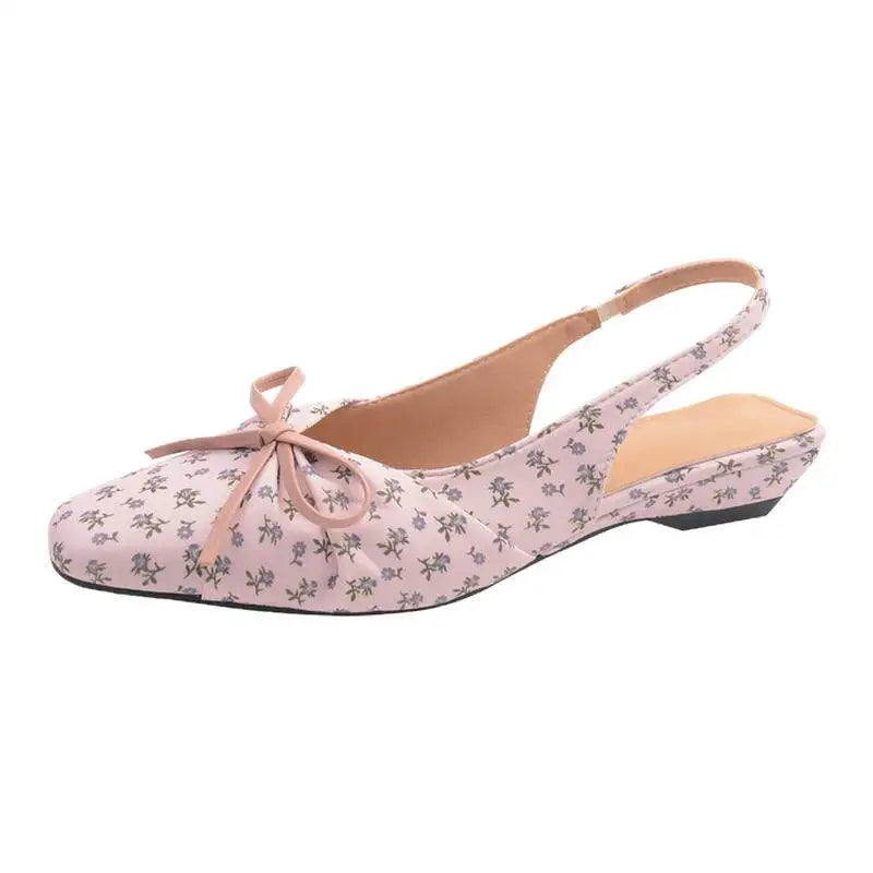 Women's Polka Dot Bow Slingback Mule Sandals – Low Heel Slingback Mule Sandals Axl