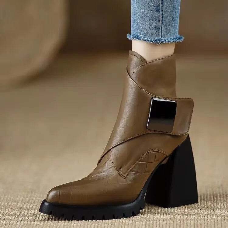 Women's Pointed Toe Block Heel Mid-Calf Boots | Street Style Women's Mid-Calf Boots Axl