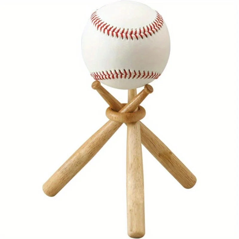 Wooden Baseball Display Stand Holder – 5" Schima Wood Base Ball Display Stand Axl 1 PACK