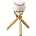 Wooden Baseball Display Stand Holder – 5" Schima Wood Base Ball Display Stand Axl 1 PACK