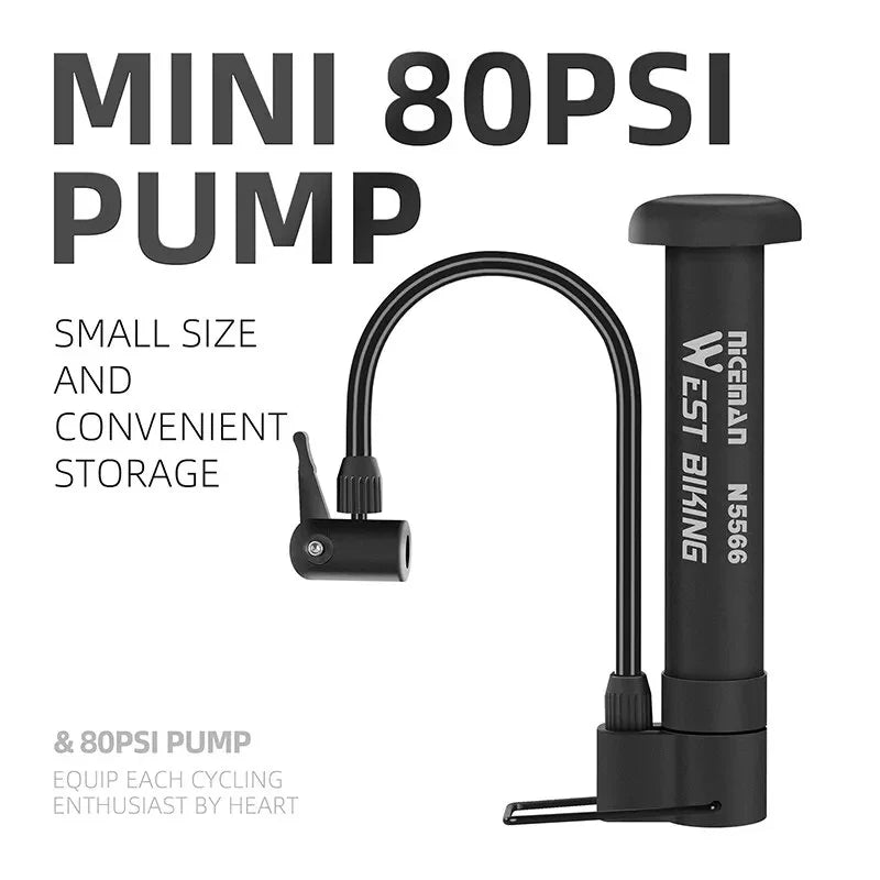 WEST BIKING 80 PSI Manual Bike Pump | Schrader Valve Floor Pump Manual Bike Pump Axl