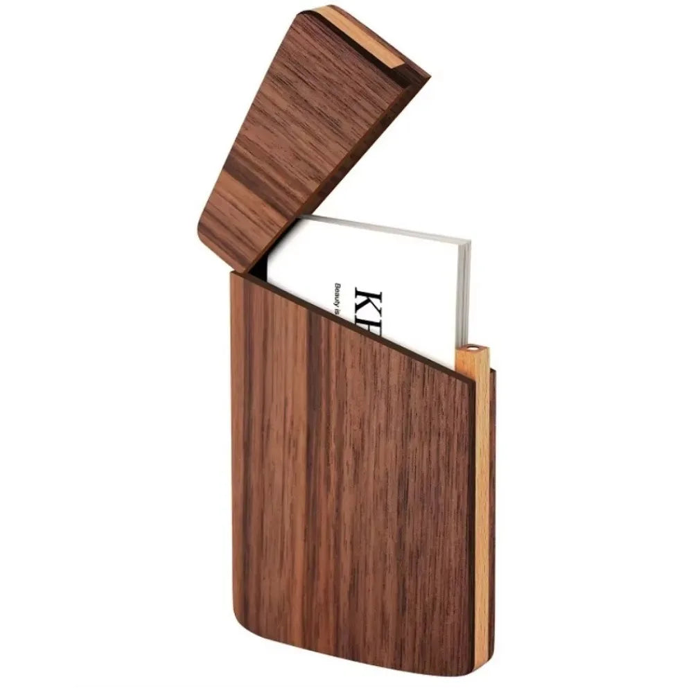 Black Walnut Wood Business Card Holder – Magnetic Closure Business Card Holder Axl 1PC