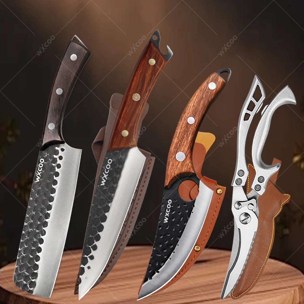 WXCOO Chef Knife Set 1-4PCS | Forged Stainless Steel Knives Kitchen Knife Set Axl