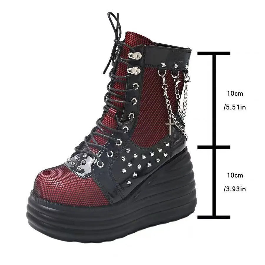 Red Retro Women's Ankle Boots – Flat Heel & Round Toe Zip-On Women's Ankle Boots Axl